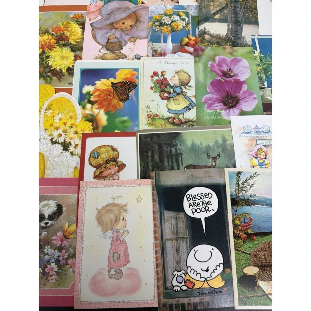 Vintage Thinking of You Cards Fronts ONLY Scrapbooking Crafts Lot of 50+